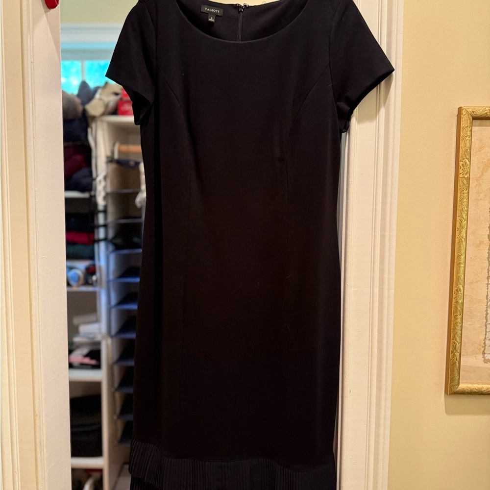 Talbots Black Sheath Midi Dress Crew Neck